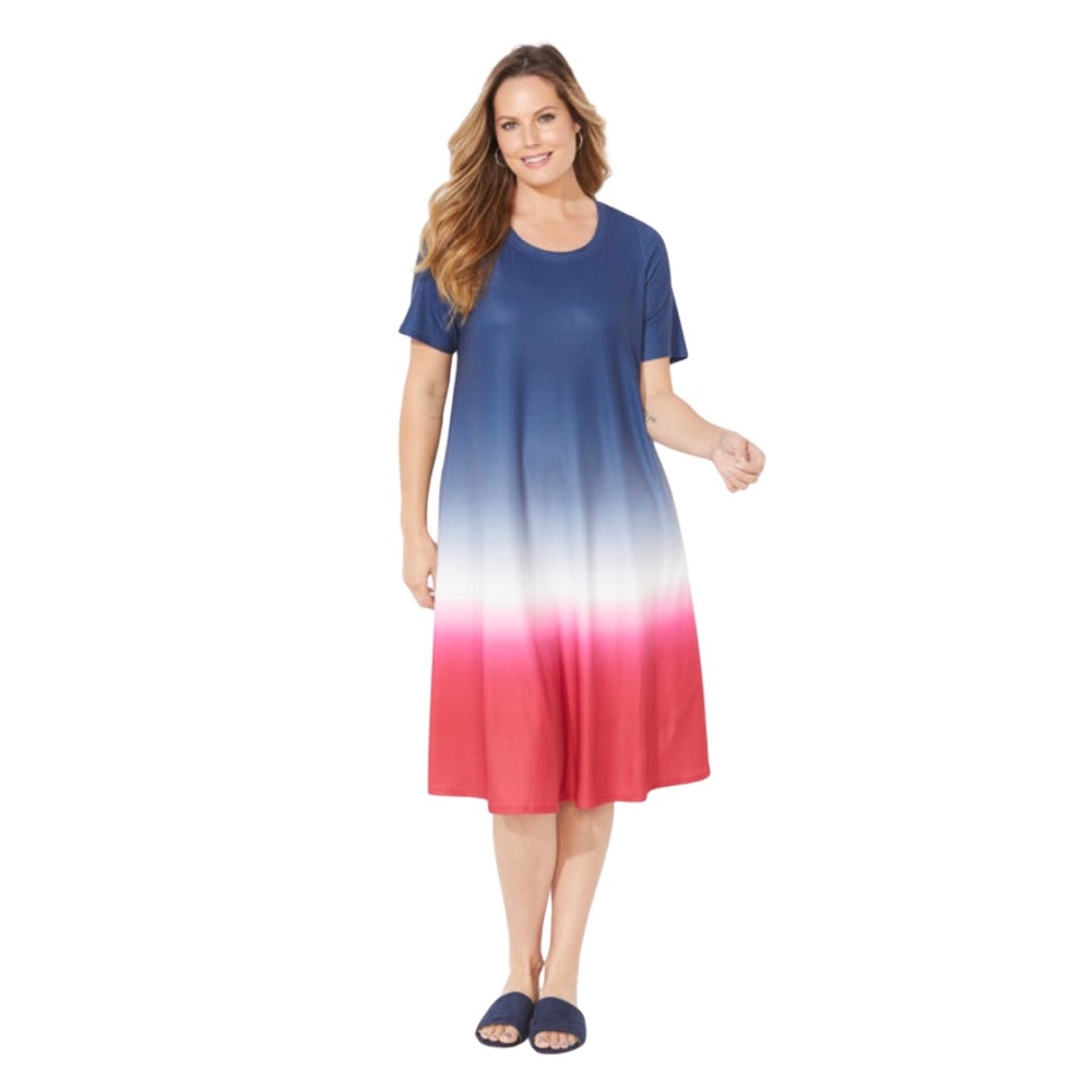 Catherines Dip Dye Ombre A-Line Dress NWOT 4X 30/32W